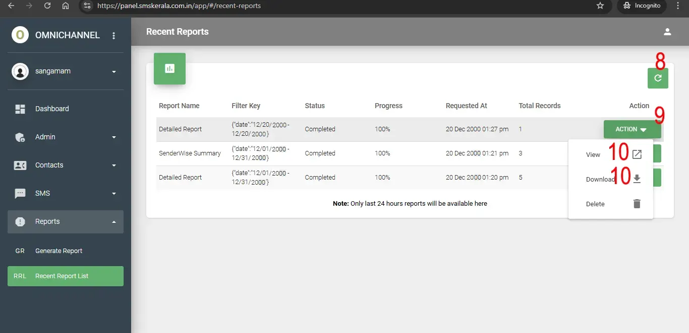 Bulk SMS Report Help/Guide-4